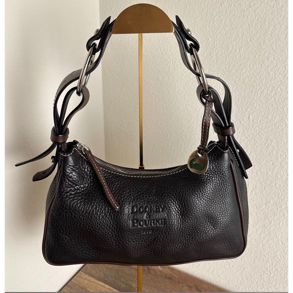 Dooney & Bourke Handbags - Dooney & Bourke Dark Brown Pebbled Leather Shoulder Bag Purse
